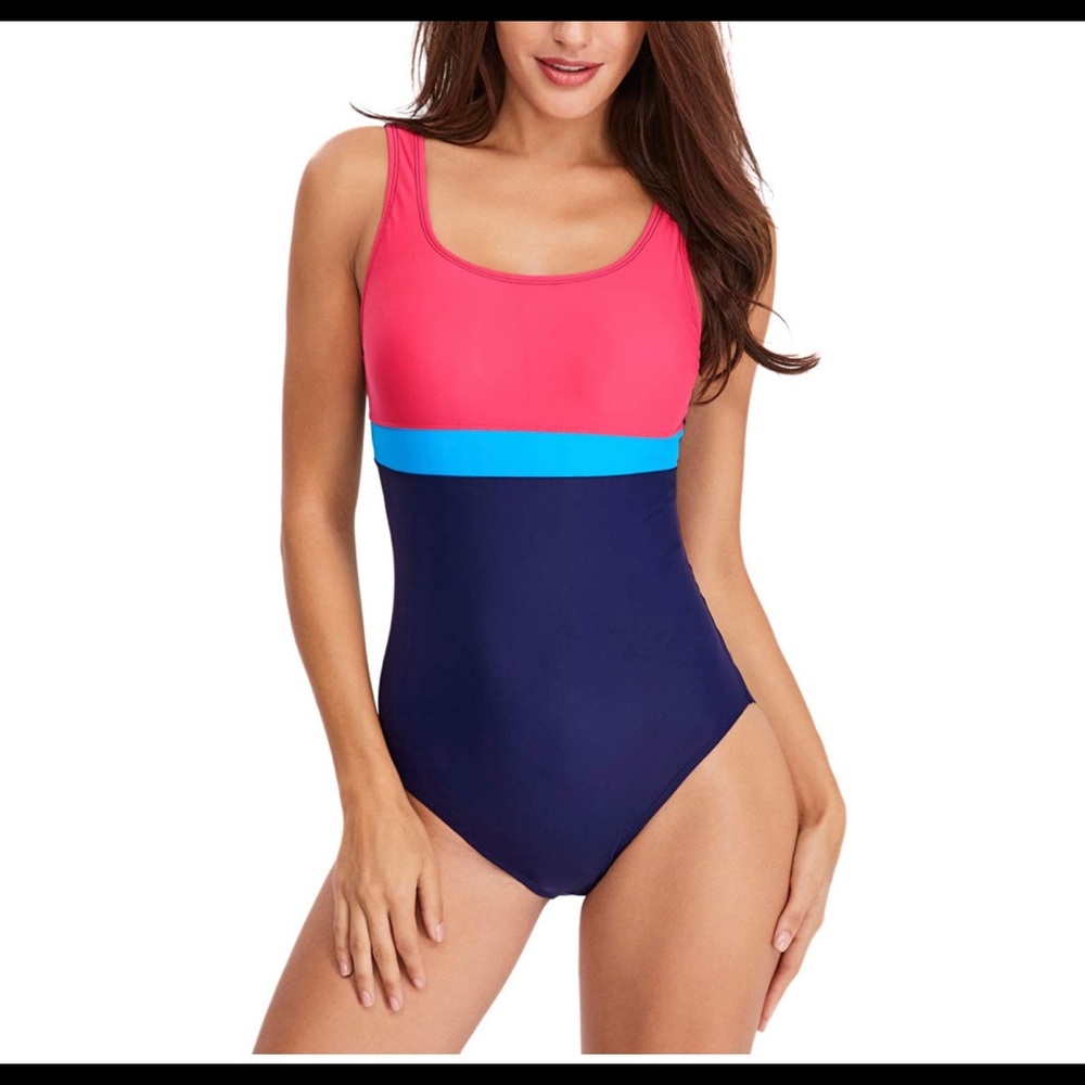 Haivido one piece color block athletic swimsuit M